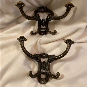 Antique Victorian Brass Double Hat/Coat Hooks